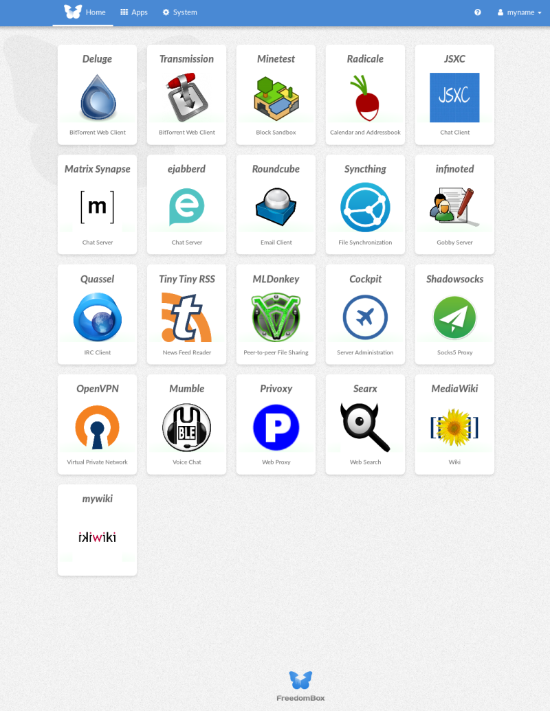 FreedomBox front page